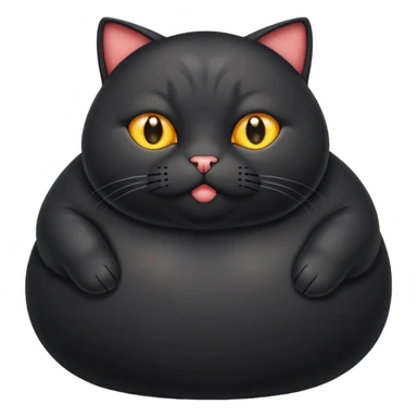Un gato negro gordito con los ojos de color amarillos sentado sticker