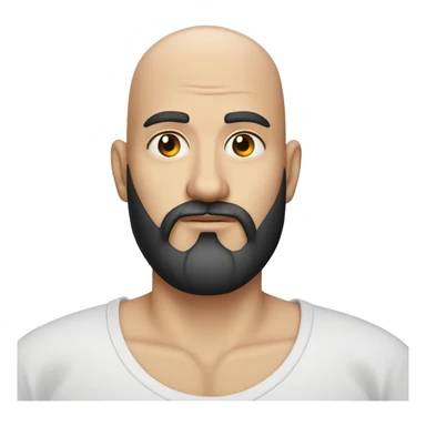 White bald man with black beard and heart tattoo under left eye sticker