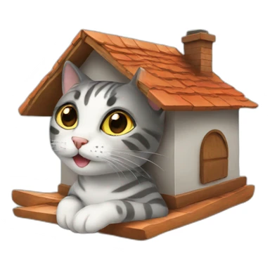 Cat on house sticker