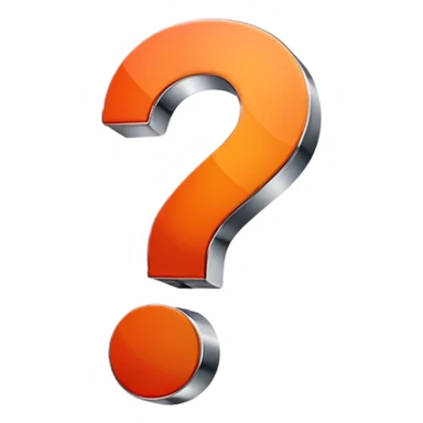 red-and-orange colored question mark with the chrome effect sticker