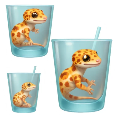 orange leopard gecko in a glass cup sticker