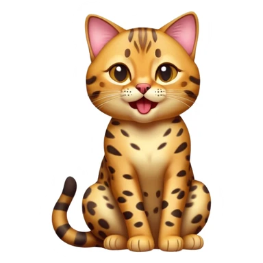 cinematic-realistic-[Bengal cat]-full-body-sitting-emoji,-tail-curled-playfully-around-its-paws,-head-tilted-dramatically-while-yawning-exaggeratedly,-sleek-[leopard patterned]-fur,-simplified-yet-hilariously-adorable-features,-highly-detailed,-glowing-with-an-almost-sarcastic-glow sticker