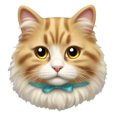 Fluffy cat with a bow sticker