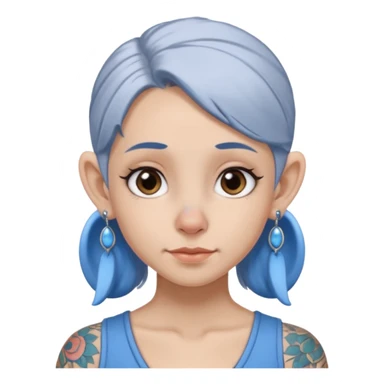 white-gray haired heavy blue tattooed big head accessory big nose mid size ear young girl sticker