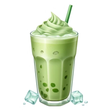 iced matcha latte with ice cubes pale green sticker