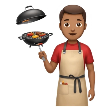 man grilling bbq with grill and apron sticker
