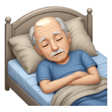 sleepy old man lying down on bed sticker