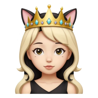 queen black cat kawaii girl sticker