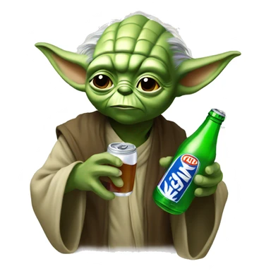 Yoda drinking soda bottle sticker