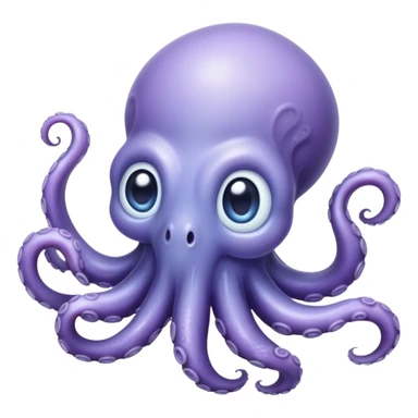 Cinematic Noble Baby Octopus Portrait Emoji, Poised and graceful, with a soft, rounded, slightly translucent body in a dreamy light blue-purple hue, large, glistening eyes full of quiet intelligence and mystery, delicate, flowing tentacles curling gently, Simplified yet sophisticated features, highly detailed, glowing with a soft, ethereal oceanic radiance, high shine, elegant and serene, stylized with an air of deep-sea wonder, focused and tranquil, soft glowing outline, capturing the essence of an otherworldly, intelligent little cephalopod, floating effortlessly in the gentle ocean currents! sticker