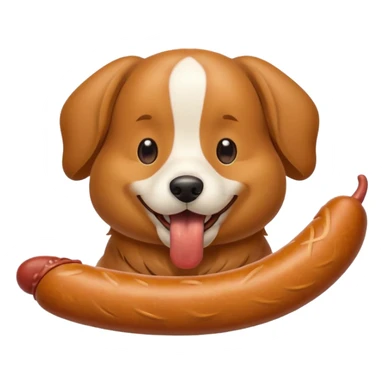 dog eating sausage sticker