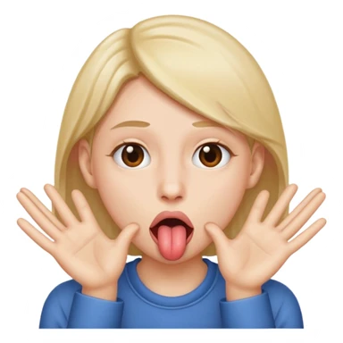 Tongue sticking out with hands facing outward side to side in front of facei sticker