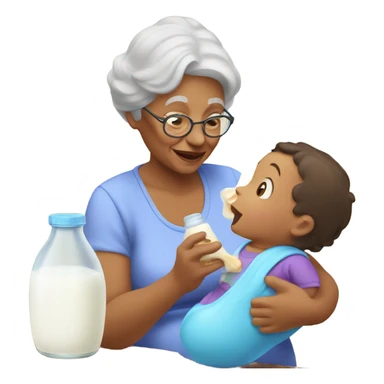 Grandma feeding natural milk sticker