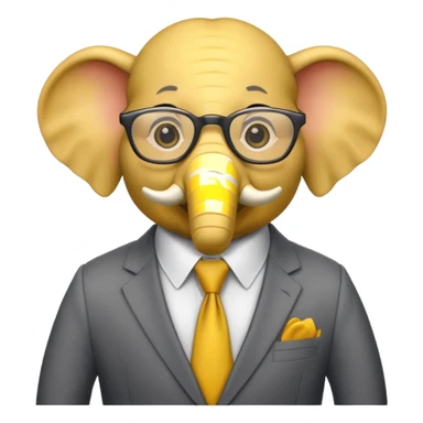 yellow elephant in a suit and glasses sticker