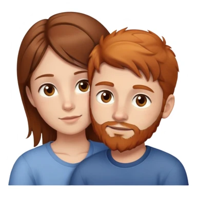 brown haired girl with brown eyes cuddling boy with brown hair and ginger beard and hazel eyes sticker