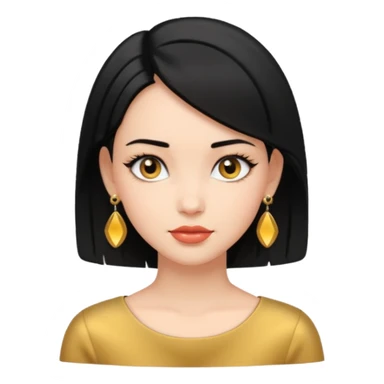 girl with bob black hairstyle and big designed earrings sticker