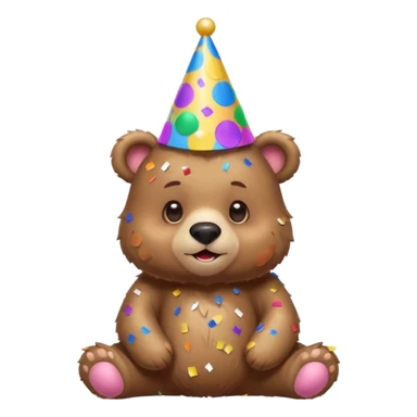 Partying bear cub with confetti  sticker