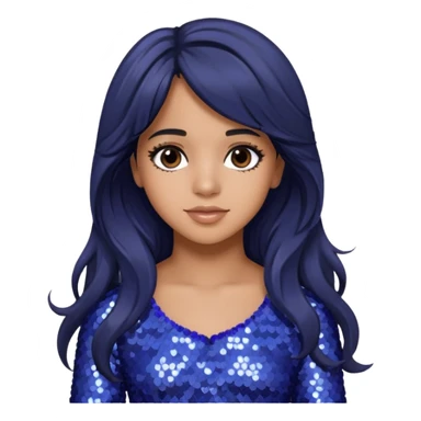 Camila Cabello from Fifth Harmony with long dark brown hair, periwinkle sequin outfit sticker