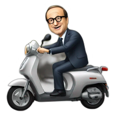 francois hollande sur son scooter sticker