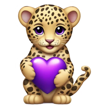 Baby leopard holding a purple heart  sticker