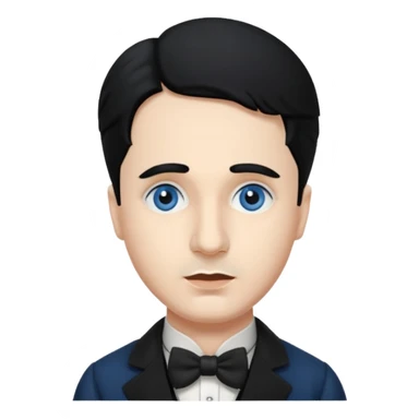 Charlie Chaplin dark blue eyes, black hair sticker