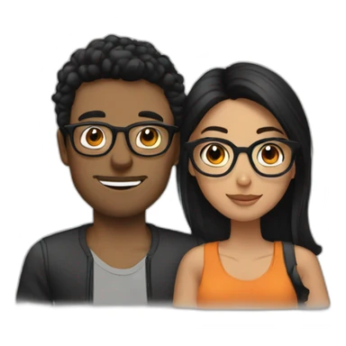 fit boyfriend with glasses and black hair with brunette girlfriend sticker