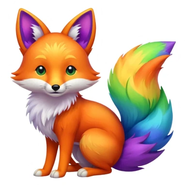 rainbow fox with three tails sticker