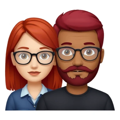 White red hair girl without glasses and brown indian guy with moustache and beard with glasses black hair  sticker