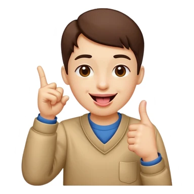 Looking satisfied and putting together your thumb and pointer finger happy tounge out sticker