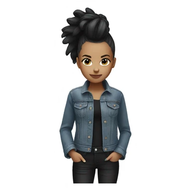 monochrome girl with black Mohawk in Denim jacket  sticker