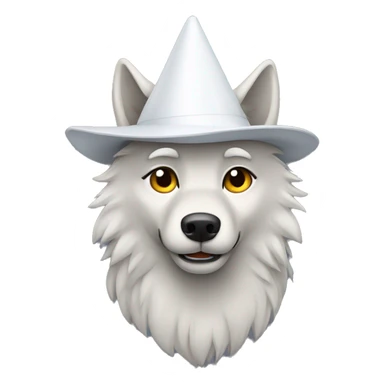 Wolf wearing white pointy hat sticker
