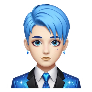 blue hair drag king fabulous makeup with glitter sticker