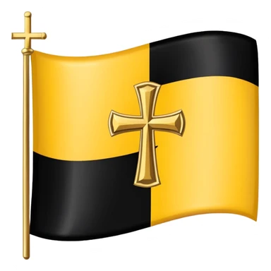 Each flag features a gold cross symbol, likely a Coptic cross, on a black and yellow background with horizontal stripes. 
 sticker