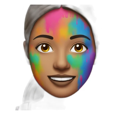 Run woman with holi coloured face sticker