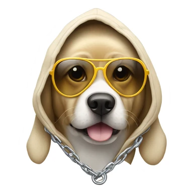 Dog with hoodie, chain, and sun glasses sticker