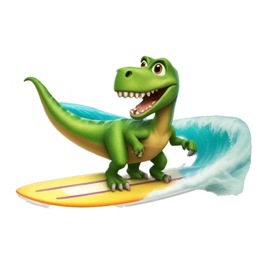 Dinosaur riding surfboard  sticker