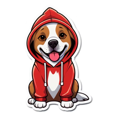 Dog wearing a hoodie  sticker