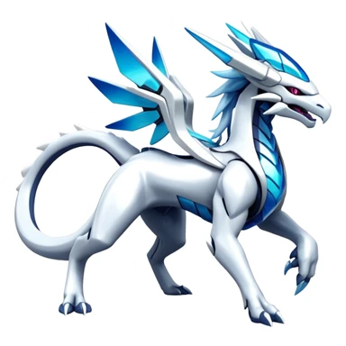 Futuristic Modern Shiny Cyber-Suicune-Dialga-Kyurem-Reshiram-Creature, (full body) sticker