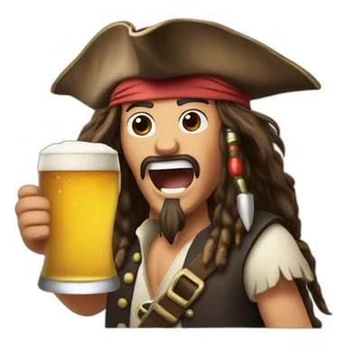 Jack sparrow cheering with a beer  sticker