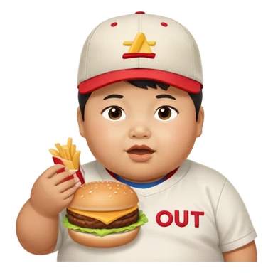 fat asian kid with tan skin eating in n out in california sticker
