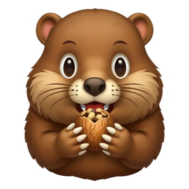 A beaver with nuts stuffed in his mouth sticker