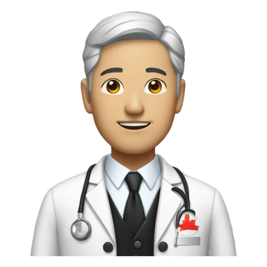 asian man with chinese wear black tuxedo work as hospital director sticker