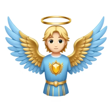 holy saint emblem with light blue wings and golden halo sticker