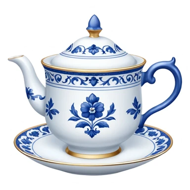 Blue and white fancy teacup sticker
