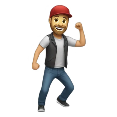 white man with beard and cap dancing sticker