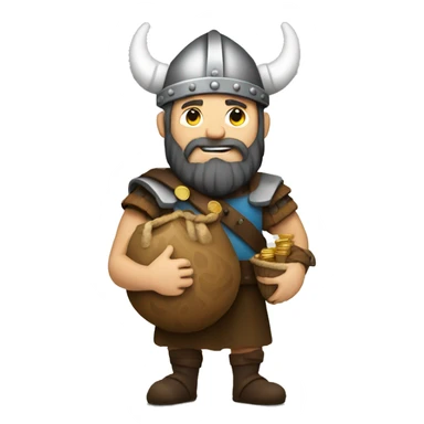Viking holding a bag of coins  sticker