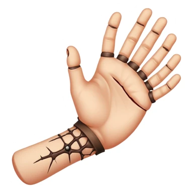 Draw Thing as a realistic severed hand with stitched scars & skin texture, crawling. sticker