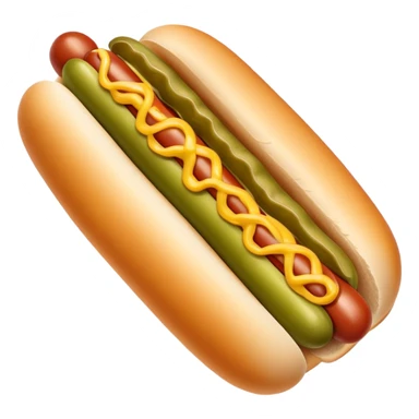 hot dog with a pickle sticker