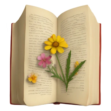 book with some pressed flowers on the pages realistic flowers pressing sticker