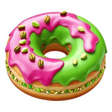 donut with green & pink swirled frosting & pistachio pieces sticker